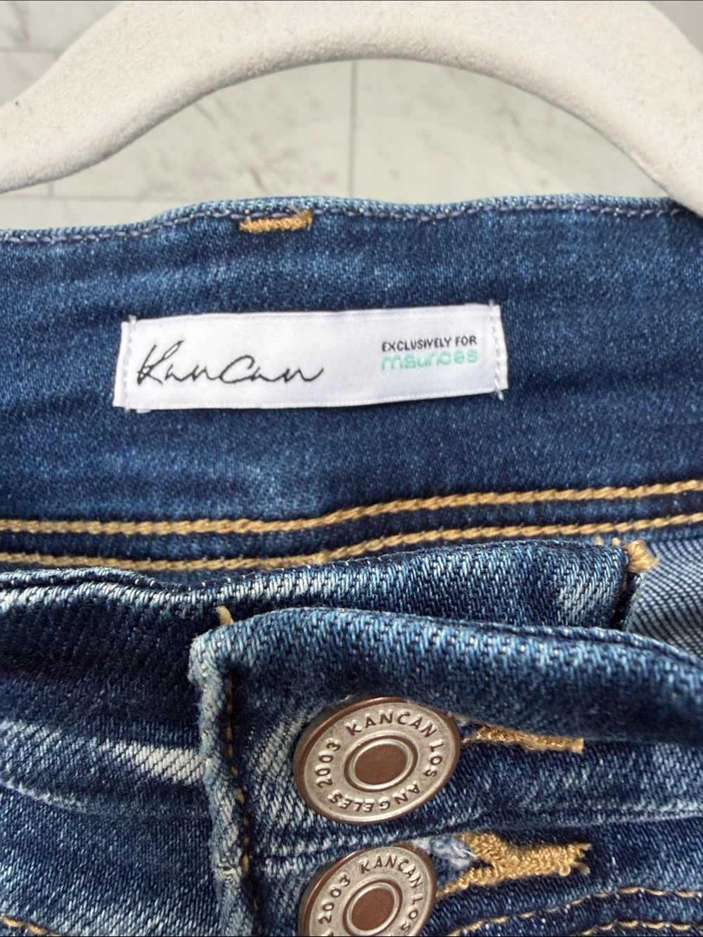 KanCan Dark Indigo Cropped Ankle Jeans with Frayed Hem - Picture 2 of 4